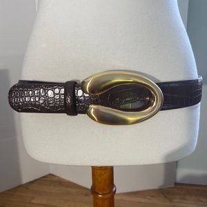 Brown Belt With Gold Metal Buckle